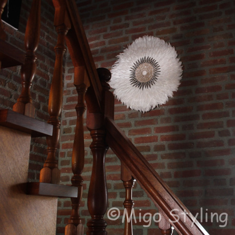 Wanddecoratie met veren Juju Dia 65cm Wit
