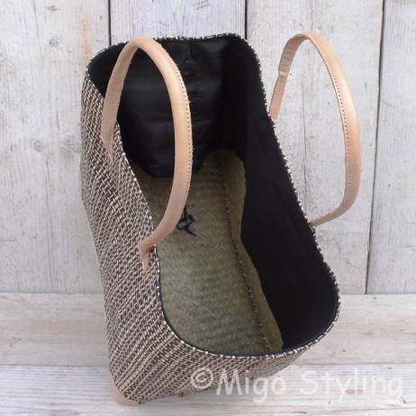 Jute tas in naturel en zwart medium