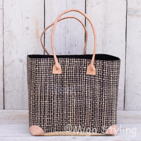 Jute tas in naturel en zwart