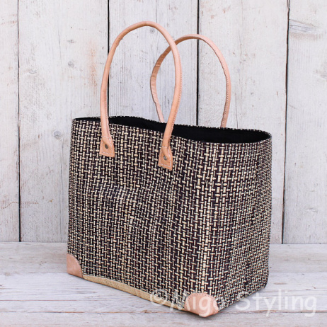 Jute tas in naturel en zwart 