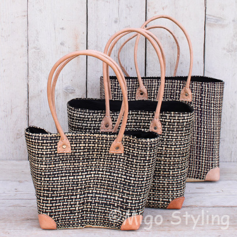 Jute tas in naturel en zwart