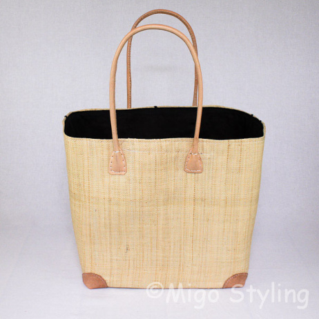Jute tas Naturel met zwarte bloemen 