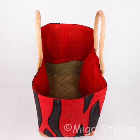 Jute tas Rood met zwarte strepen 