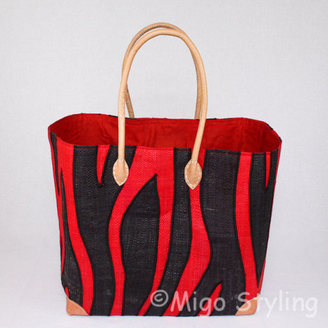 Jute tas Rood met zwarte strepen