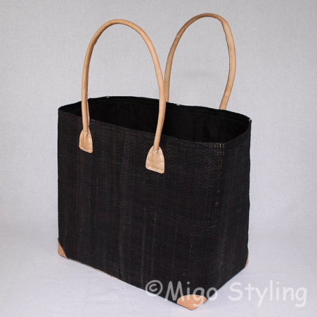 Jute tas Zwart met naturel bloemen