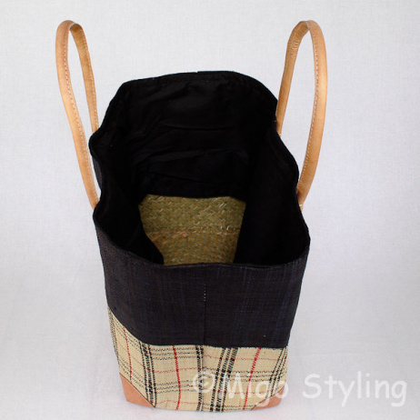 Jute tas zwart met ruit L