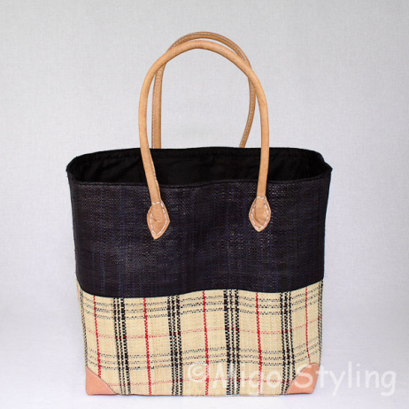 Jute tas zwart met ruit L