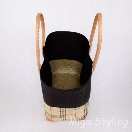 Jute tas zwart met ruit M