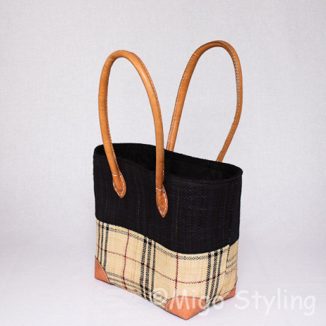 Jute tas zwart met ruit S