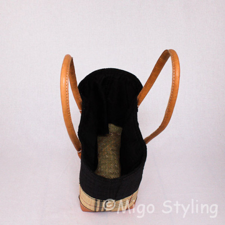 Jute tas zwart met ruit S