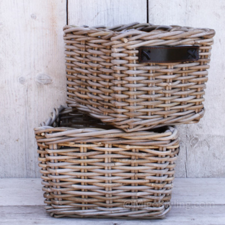 Aufbewahrungskorb mit Ledergriff 30cm