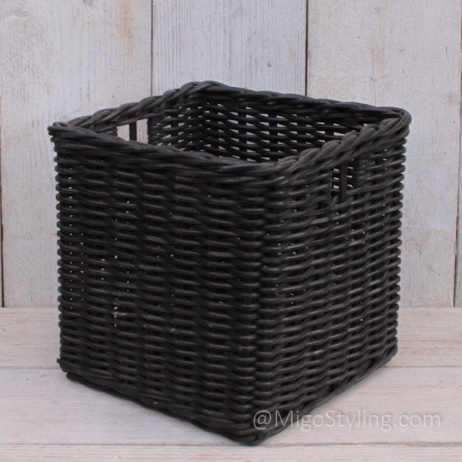 Schrankkorb / Aufbewahrungskorb eckig Rattan Schwarz