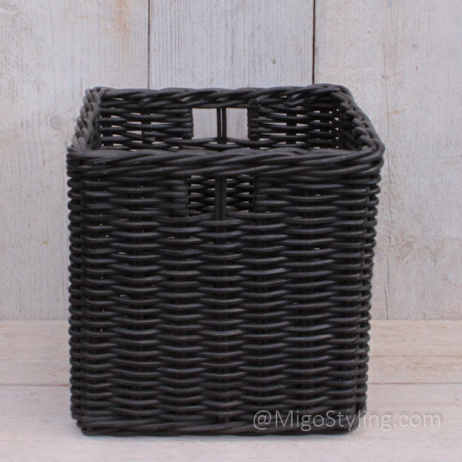 Schrankkorb / Aufbewahrungskorb eckig Rattan Schwarz