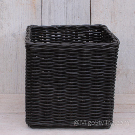 Schrankkorb / Aufbewahrungskorb eckig Rattan Schwarz