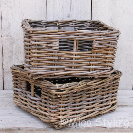 Schrankkorb / Regalkorb quadratisch Rattan 32x32 cm