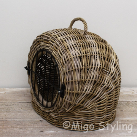 Katzenkorb mit weichem Kissen Rattan Grau