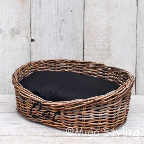 Katzenkorb Oval mit Aufdruck 'Cat' 