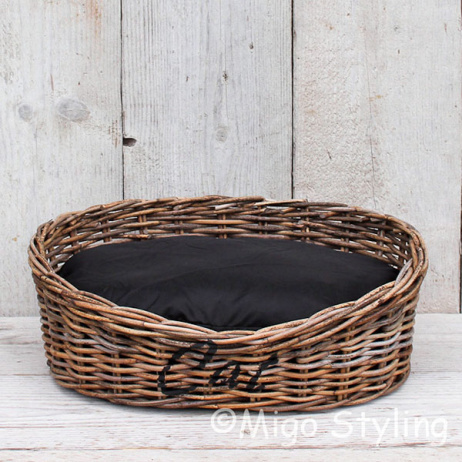 Katzenkorb Oval mit Aufdruck 'Cat'