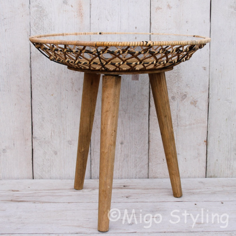 Koffietafel rond decoratie met glasplaat 