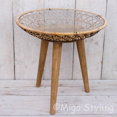 Koffietafel rond decoratie met glasplaat