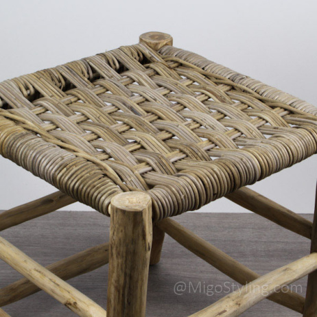 Hocker Rattan und Teak