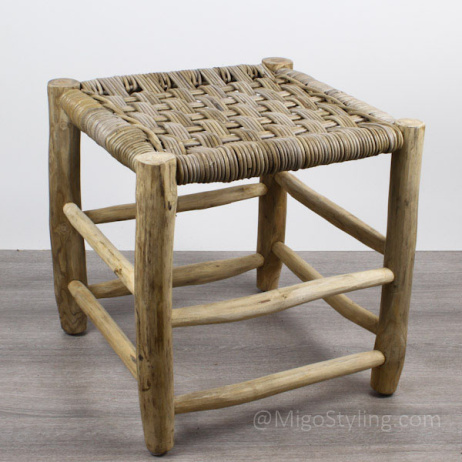 Hocker Rattan und Teak