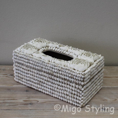Luxe Tissuebox van schelpen Wit