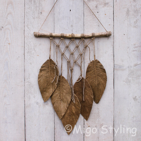 Macramé Wandkleed Blad Bohemian bruin 