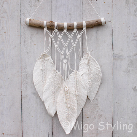 Macramé Wandkleed Blad Bohemian cremé 
