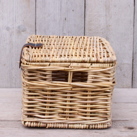 Korb mit Deckel (M) natürliches Rattan