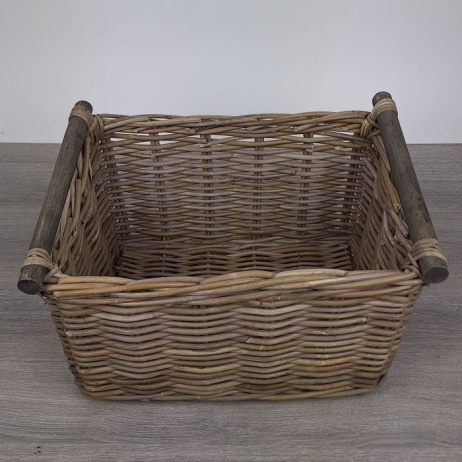 Mand rechthoek met houten handgreep S