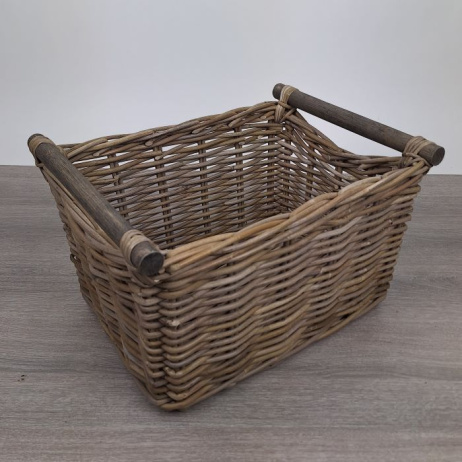 Mand rechthoek met houten handgreep S