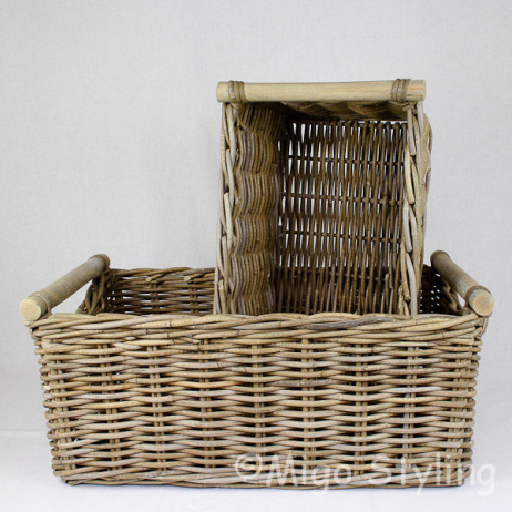 Korb Rechteck mit Holzgriff S