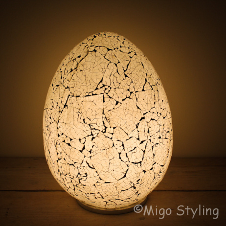 Mosaik-Design-Tischlampe Ei weiß
