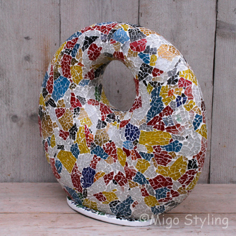 Mozaiek design tafellamp Donut Gekleurd