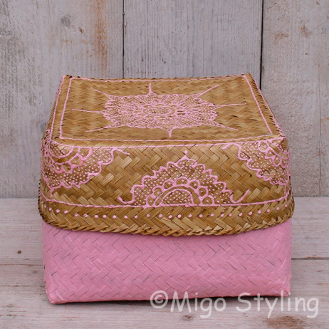 Offermandje bamboe roze L