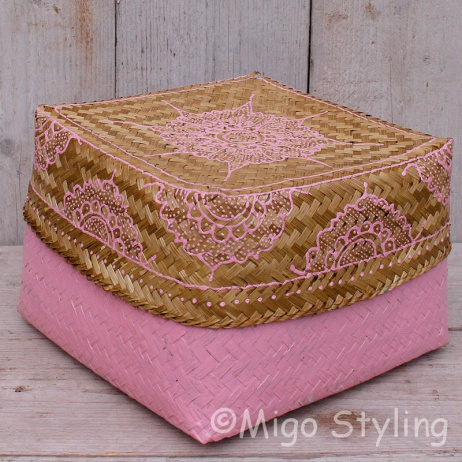 Offermandje bamboe roze set van 3