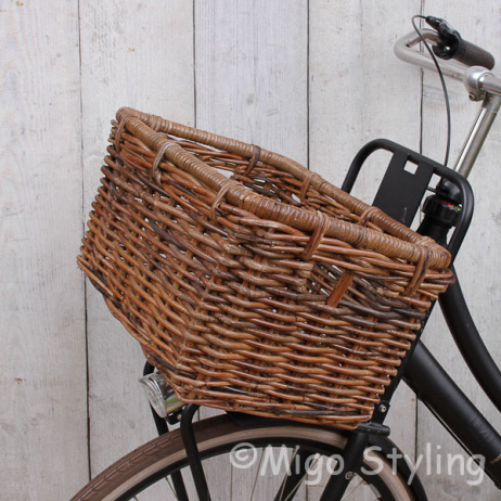 Aufbewahrungskorb Fahrradkorb braun Rattan 45cm