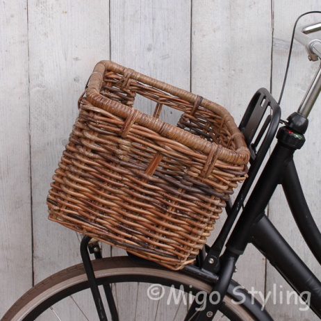 Aufbewahrungskorb Fahrradkorb braun Rattan 45cm