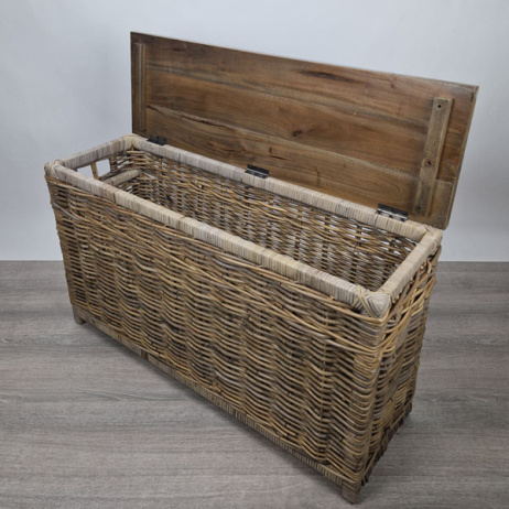 Opbergmand met houten deksel