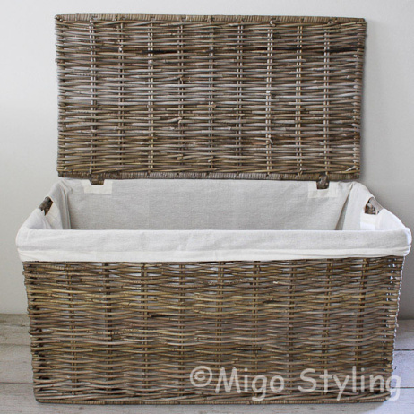 Aufbewahrungskorb aus Rattan mit Innenfutter