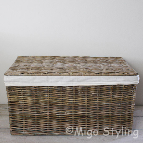Aufbewahrungskorb aus Rattan mit Innenfutter