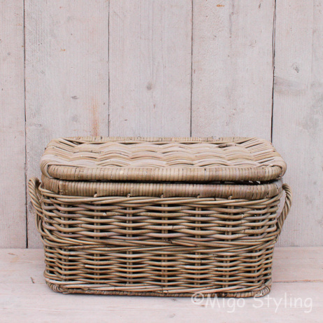Opbergmand met deksel grey rotan