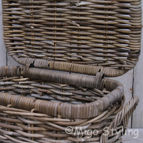 Aufbewahrungskorb mit Deckel 40 cm Rattan Grau