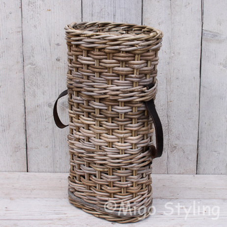 Paraplumand met leren riem ovaal
