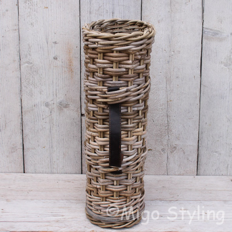 Paraplumand met leren riem ovaal