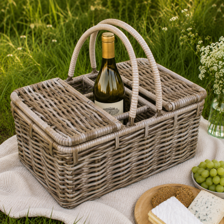 Picknickmand met 2 kleppen en flessenhouder