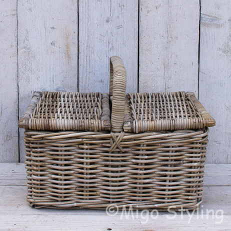 Picknickmand met 2 openslaande kleppen