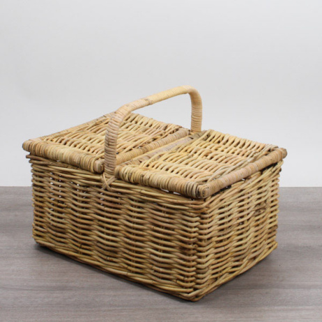 Picknickkorb mit 2 Öffnungsklappen, natur