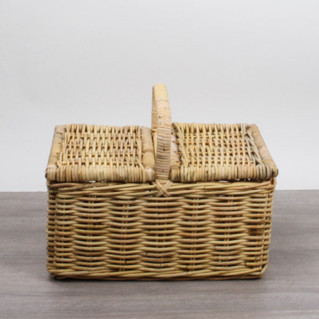 Picknickkorb mit 2 Öffnungsklappen, natur